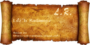 Löb Radamesz névjegykártya
